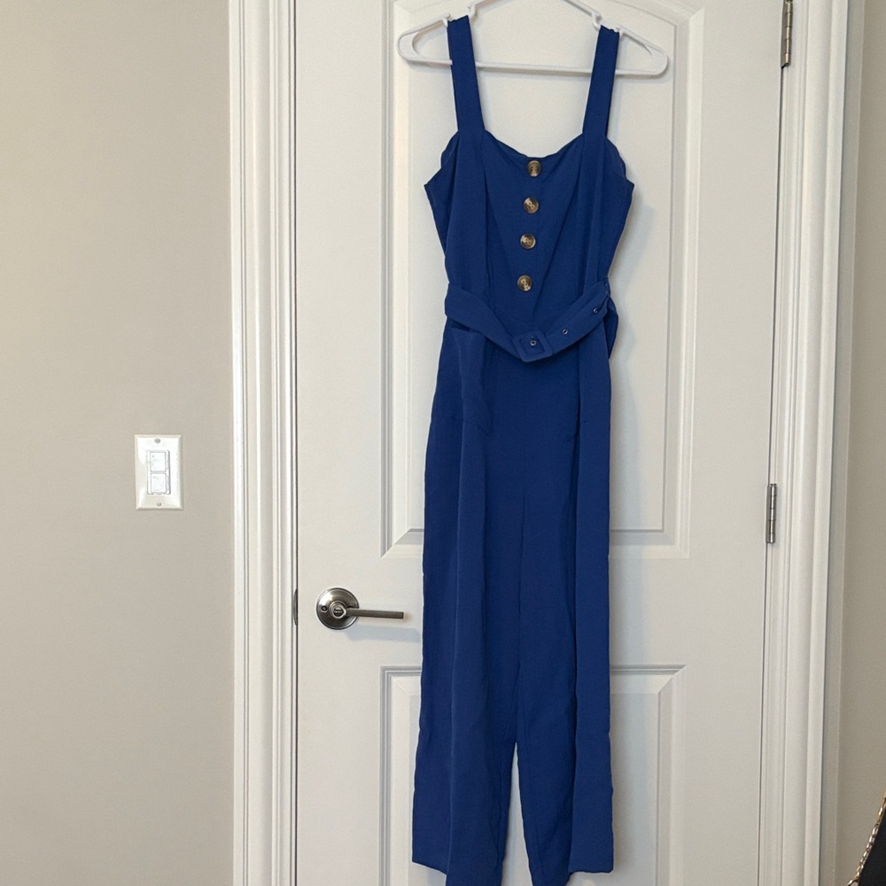 Nasty Gal Royal Blue Buttoned Jumpsuit